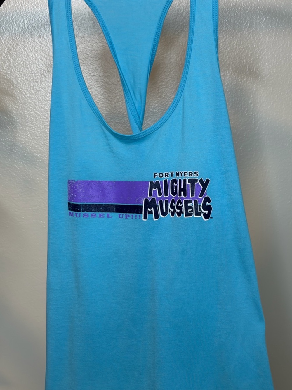 Fort Myers Mighty Mussels Tank Top Women’s Small Boxercraft Racerback Blue